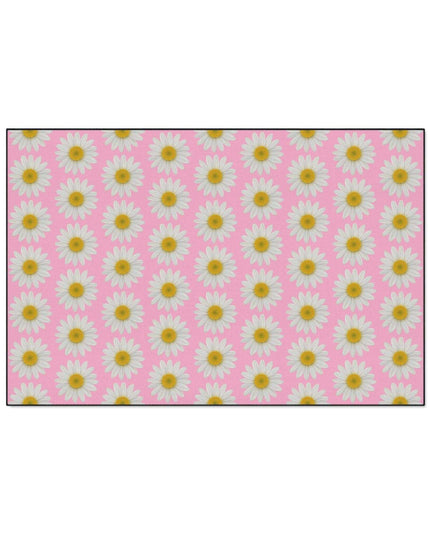 Chic Pink Daisy Non-Slip Welcome Mat - Maison d'Elite Luxe Series