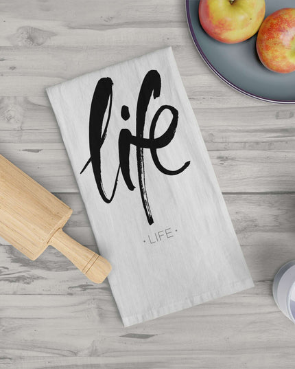 Life Calligraphy Zen Cotton Tea Towel for Stylish Homes