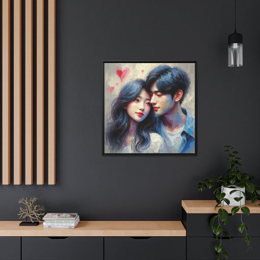 Lovely Couple Valentine Matte Canvas Pinewood Frame