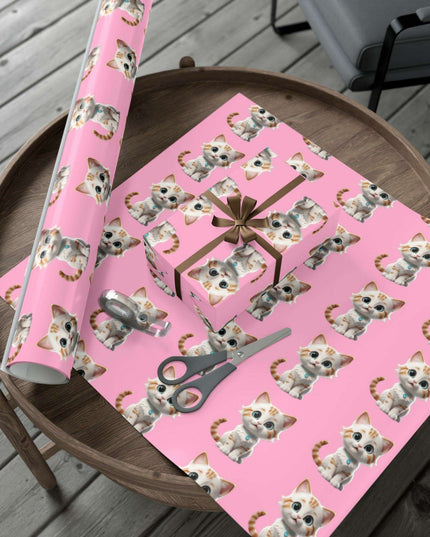 Sustainable Chic Cat-Themed Holiday Gift Wrap Set - Elegant Matte & Satin Choices