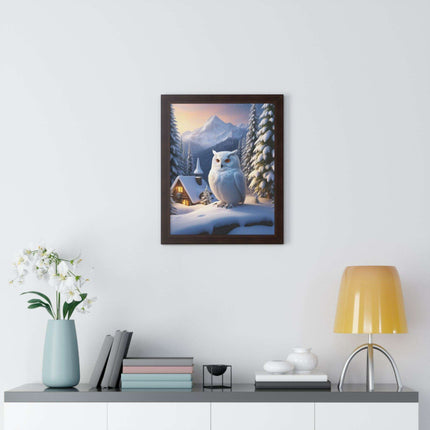 Sustainable Winter Owl Framed Wall Art: Elegant Eco-Friendly Decor for Your Home