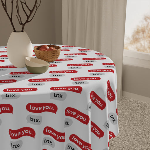 Maison d'Elite Valentine Text Tablecloth | 55.1" x 55.1" Polyester Cloth