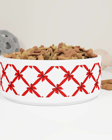 Elegant Handcrafted Ceramic Pet Bowl with Distinctive Print Design