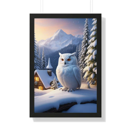 Sustainable Winter Owl Framed Wall Art: Elegant Eco-Friendly Decor for Your Home