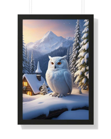 Sustainable Winter Owl Framed Wall Art: Elegant Eco-Friendly Decor for Your Home