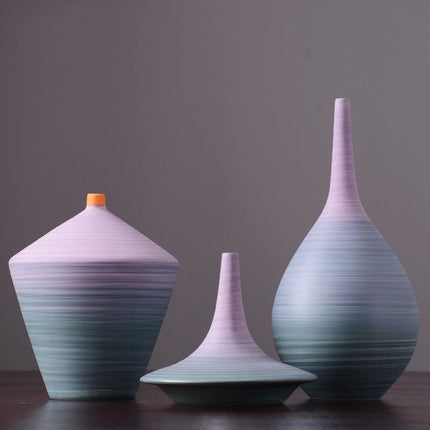Modern Minimalist Ceramic Vase Handmade Abstract Painted Pottery Decoration