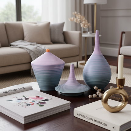 Modern Minimalist Ceramic Vase Handmade Abstract Painted Pottery Decoration