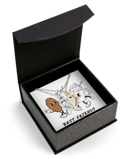 Elegant 18K Gold-Plated Best Friends Necklace Set with Personalized Gift Boxes