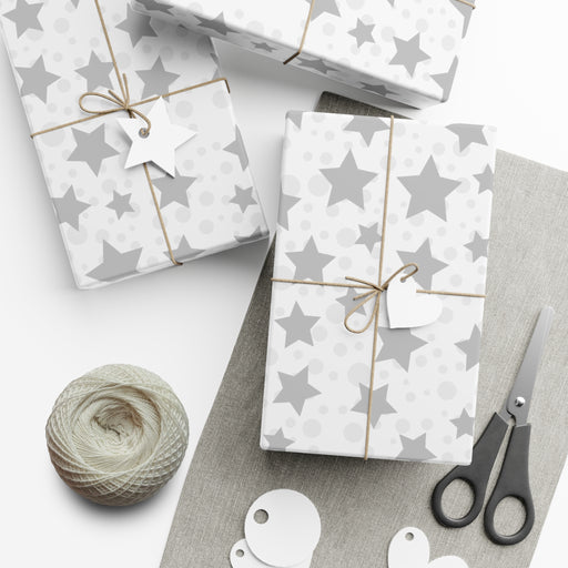 Eco-Friendly Gray Star Christmas Wrapping Paper Kit: Elevate Your Gifting Style