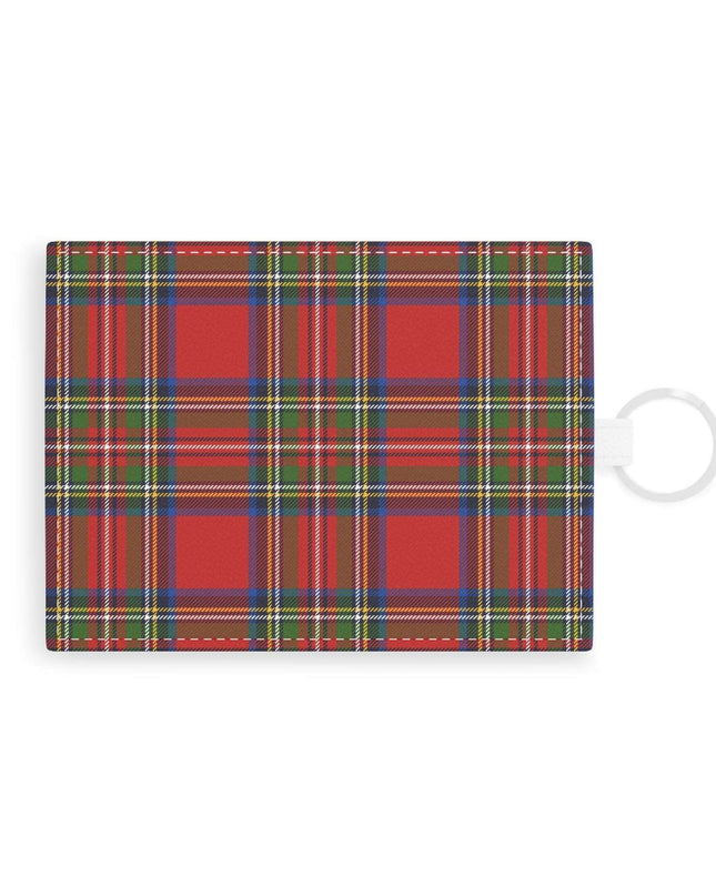 Vibrant Plaid Vegan Leather Card Holder