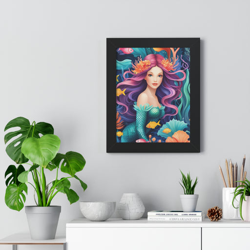 Mermaid Sanctuary Vertical Art Print with Sustainable Frame - Handcrafted by Maison d'Elite