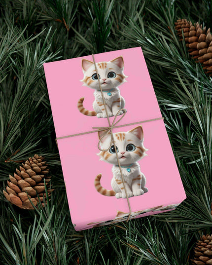 Sustainable Chic Cat-Themed Holiday Gift Wrap Set - Elegant Matte & Satin Choices