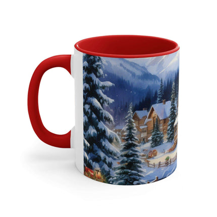Colorful Holiday Cheer Ceramic Coffee Mug - 11oz Two-Tone Design