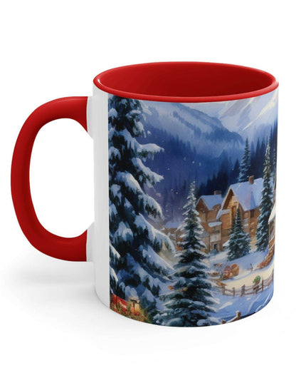 Colorful Holiday Cheer Ceramic Coffee Mug - 11oz Two-Tone Design