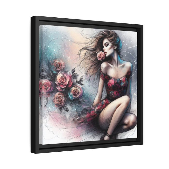 Elegant Valentine Matte Canvas Print with Black Pinewood Frame