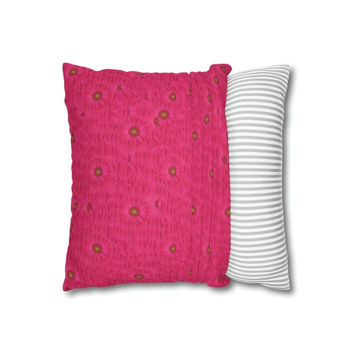 Pink Daisy Flower Decorative Pillow Cover - Elegant Floral Home Accent Piece