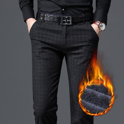 Plush check track pants