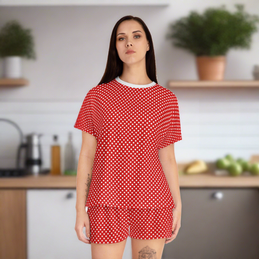 Women's Short Pajama Set - Red Polka