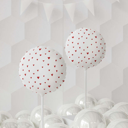 Elegant Valentine's Day Red Heart Mylar Balloon Set - 11" Round & Heart-Shaped Matte Elegance