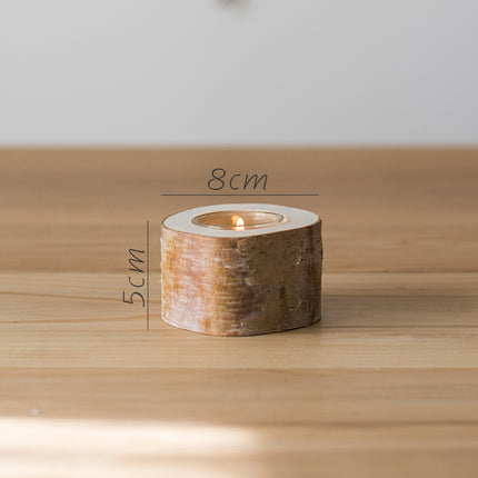 Birch Wood Candle Holder — Rustic Candlestick for Home Decor and Weddings