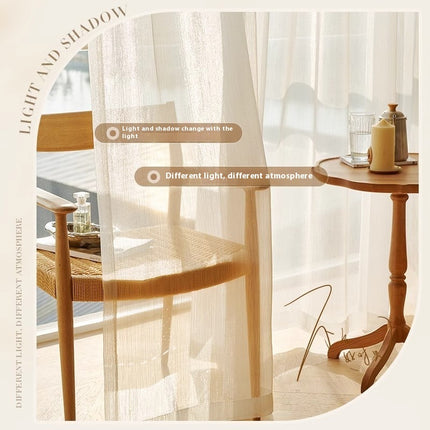 French Sheer Mesh Curtains with Gilded Yarn — Set of 2