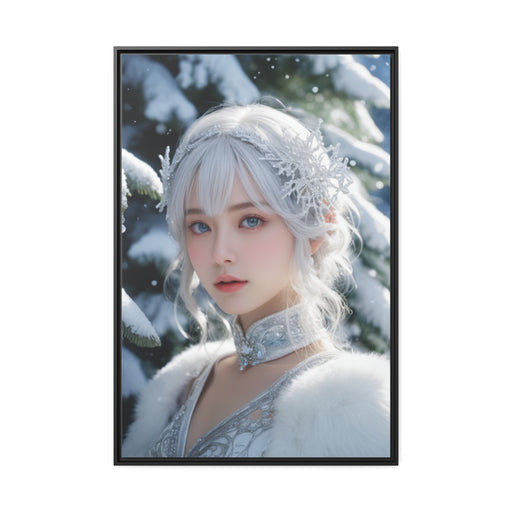 Maison d'Elite Snow white Girl Christmas Matte Canvas - Black Pinewood Frame Printify