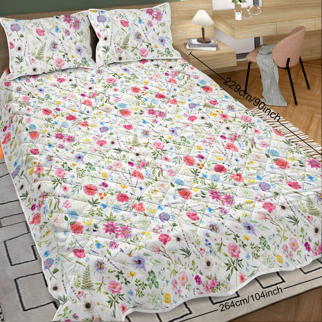 Peekaboo Studio Red Floral Microfiber Quilt Set, Lightweight & All-Sea