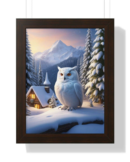 Sustainable Winter Owl Framed Wall Art: Elegant Eco-Friendly Decor for Your Home