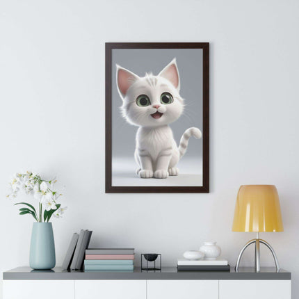 Elegant Feline Vertical Art Poster - Eco-Friendly Framed Design