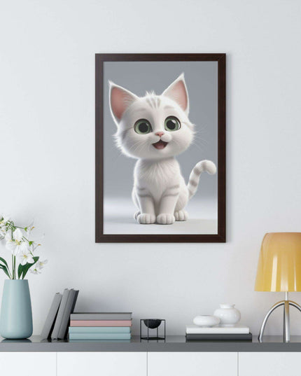 Elegant Feline Vertical Art Poster - Eco-Friendly Framed Design