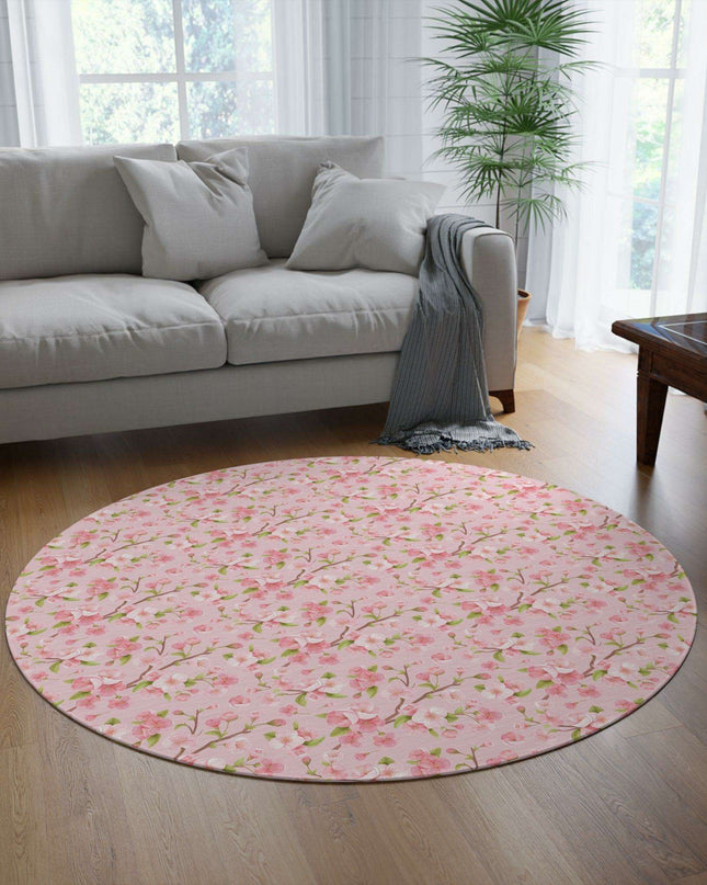 Sakura Bliss Plush Round Area Rug - Premium Quality Fun Design in Soft Chenille Blend