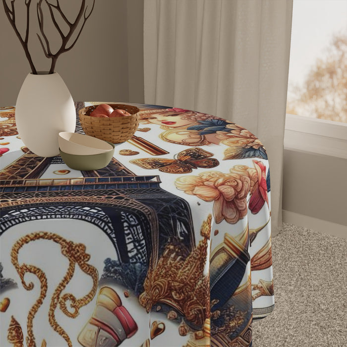 Colorful French Country Style Square Tablecloth | Unique Print Design | 55.1" x 55.1" Polyester Fabric