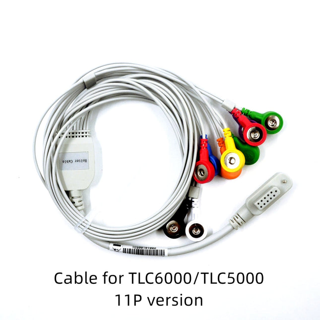 Type A 12 Lead ECG Cable 11P for CONTEC TLC6000 TLC5000 Leadwire Snap Holter