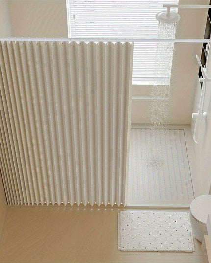 Compact Waterproof Folding Shower Curtain for Stylish Wet and Dry Separation