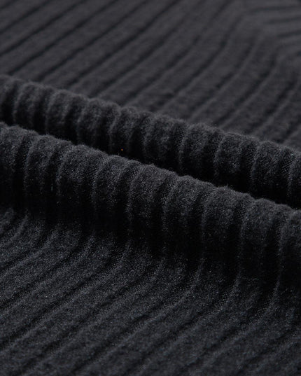 Elegant Black Ribbed V-Neck Lounge Set