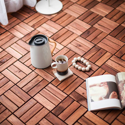 Room & Decor Acacia Wood Interlocking Deck Tiles - 30 Pcs, 12"x12