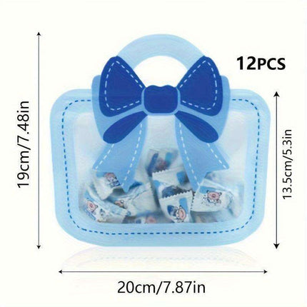 12-Pack Elegant Self-Standing Gift Bags with Charming Bows - Ideal for Celebrations, Treats & Business Packaging..