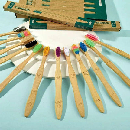 12 Pcs Charcoal Bamboo Toothbrushes Soft Eco-Friendly - Très Elite