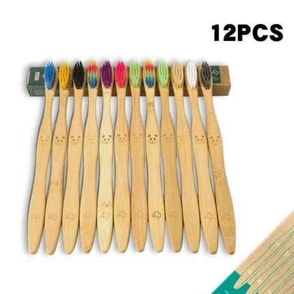 12 Pcs Charcoal Bamboo Toothbrushes Soft Eco-Friendly - Très Elite