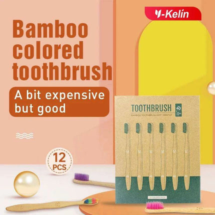 12 Pcs Charcoal Bamboo Toothbrushes Soft Eco-Friendly - Très Elite