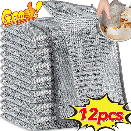 12-Piece Advanced Dual-Surface Cleaning Cloth Set with Innovative Fiber Technology - Très Elite