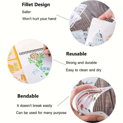 12-Piece Reusable Floral Stencil Set with Cherry Blossom and Vine Patterns - Très Elite