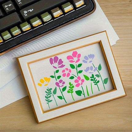 12-Piece Reusable Floral Stencil Set with Cherry Blossom and Vine Patterns - Très Elite