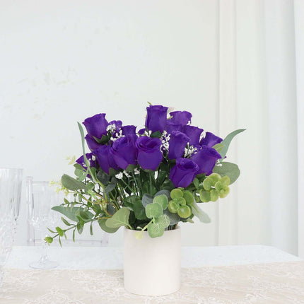 AliKopy 12 Premium Silk Purple Rose Bud Bouquets - Realistic & Durable