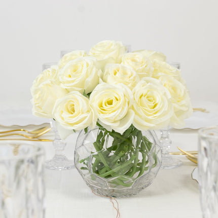 AliKopy 10 Pcs 12" Ivory Silk Roses - Realistic, Perfect for Bouquets