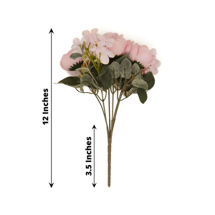 AliKopy 2 Pack Blush Silk Rose & Peony Bouquets - 12" for Weddings & H