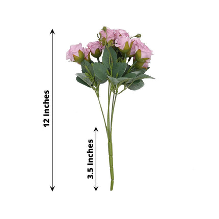 AliKopy 2 Pack 12" Lavender Lilac Faux Rose Bouquets - Realistic Desig