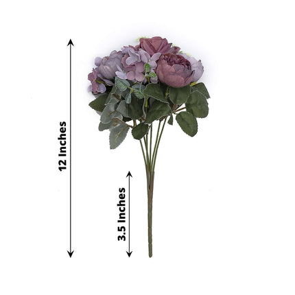 AliKopy 2-Pack 12" Purple Silk Rose & Peony Floral Arrangements - Wedd