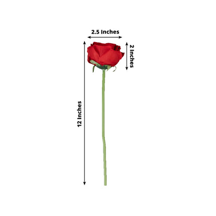 AliKopy 10 Pcs 12" Red Artificial Silk Roses - Realistic & Durable
