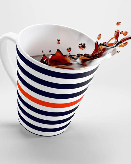 Nautical Charm White Ceramic Latte Mug - Chic 12 oz Coffee Cup